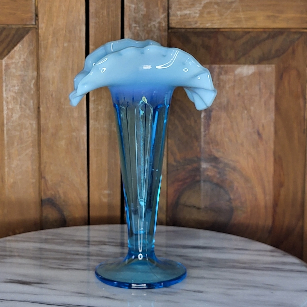 Antique Blue Glass Vase - Picture 9 of 14